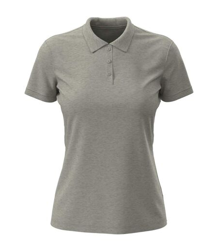 Womens/ladies Lux Cotton Polo Shirt Grey Heather Stedman