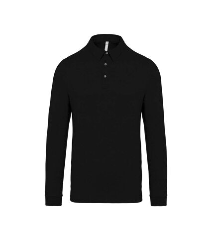 Kariban Mens Jersey Knit Long Sleeve Polo Shirt (Black) - UTRW7465