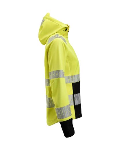Womens/ladies High-vis Soft Shell Jacket Yellow Black Jobman