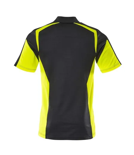 Mens Accelerate Safe Hi-vis Polo Shirt Black Yellow Mascot