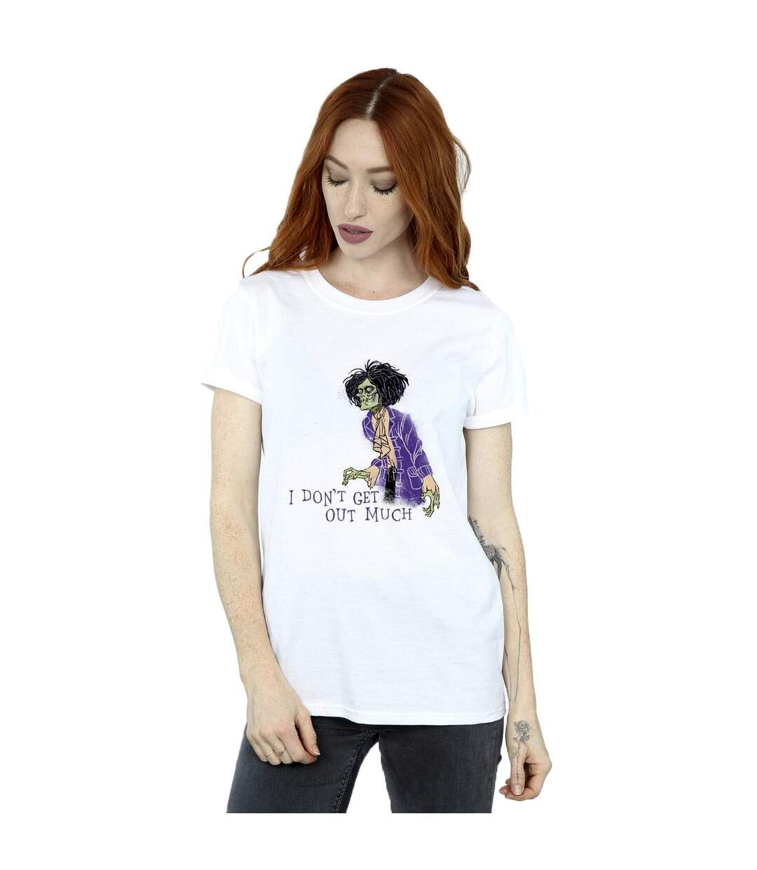 Disney Femme/Les femmes Hocus Pocus Don't Get Out Much Coton Boyfriend T-Shirt (Blanc) - UTBI20186-2