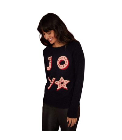 Dorothy Perkins Womens/Ladies Joy Glitter Christmas Sweater (Navy) - UTDP4729
