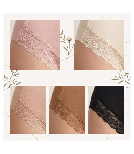 OZABI Lot 5 Culottes Femme Coton Midi Confort