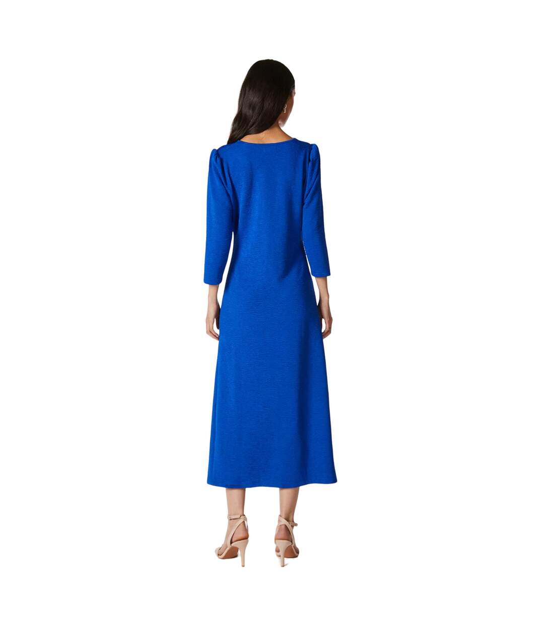 Womens/ladies textured jersey front seam detail midi dress blue Principles