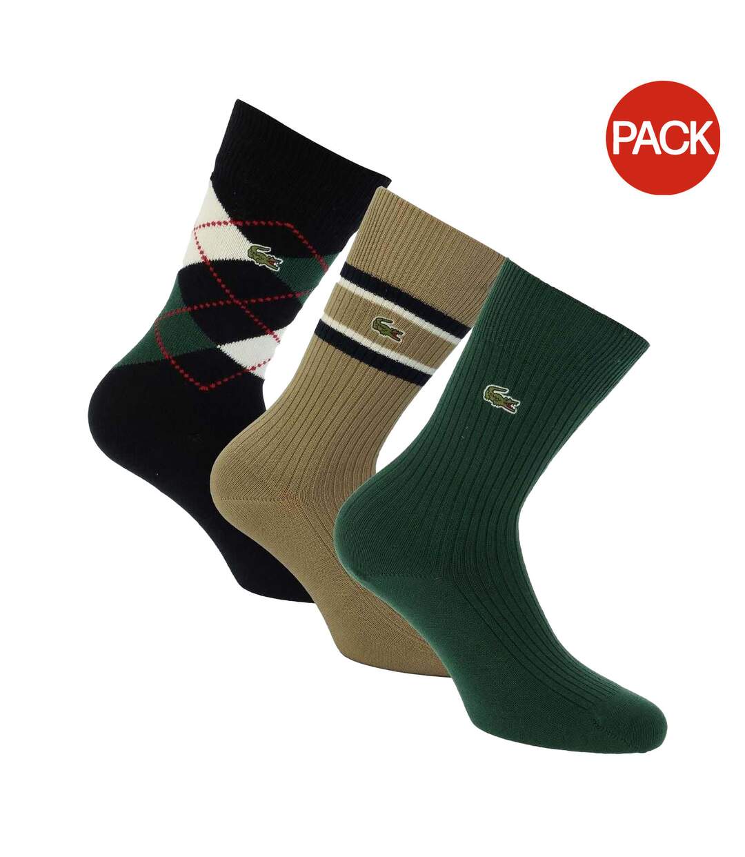 Chaussettes Style Motifs Assortis Adulte Vert Noir Marron Lacoste-1