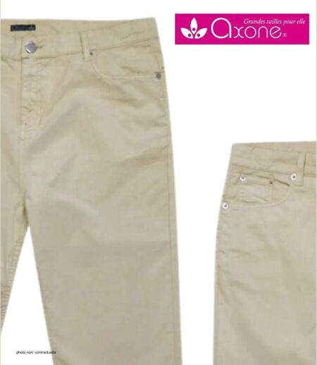 Pantalon 5 poches AXONE Balade - Toile gabardine coton stretch Beige pour une allure lumineuse et confortable