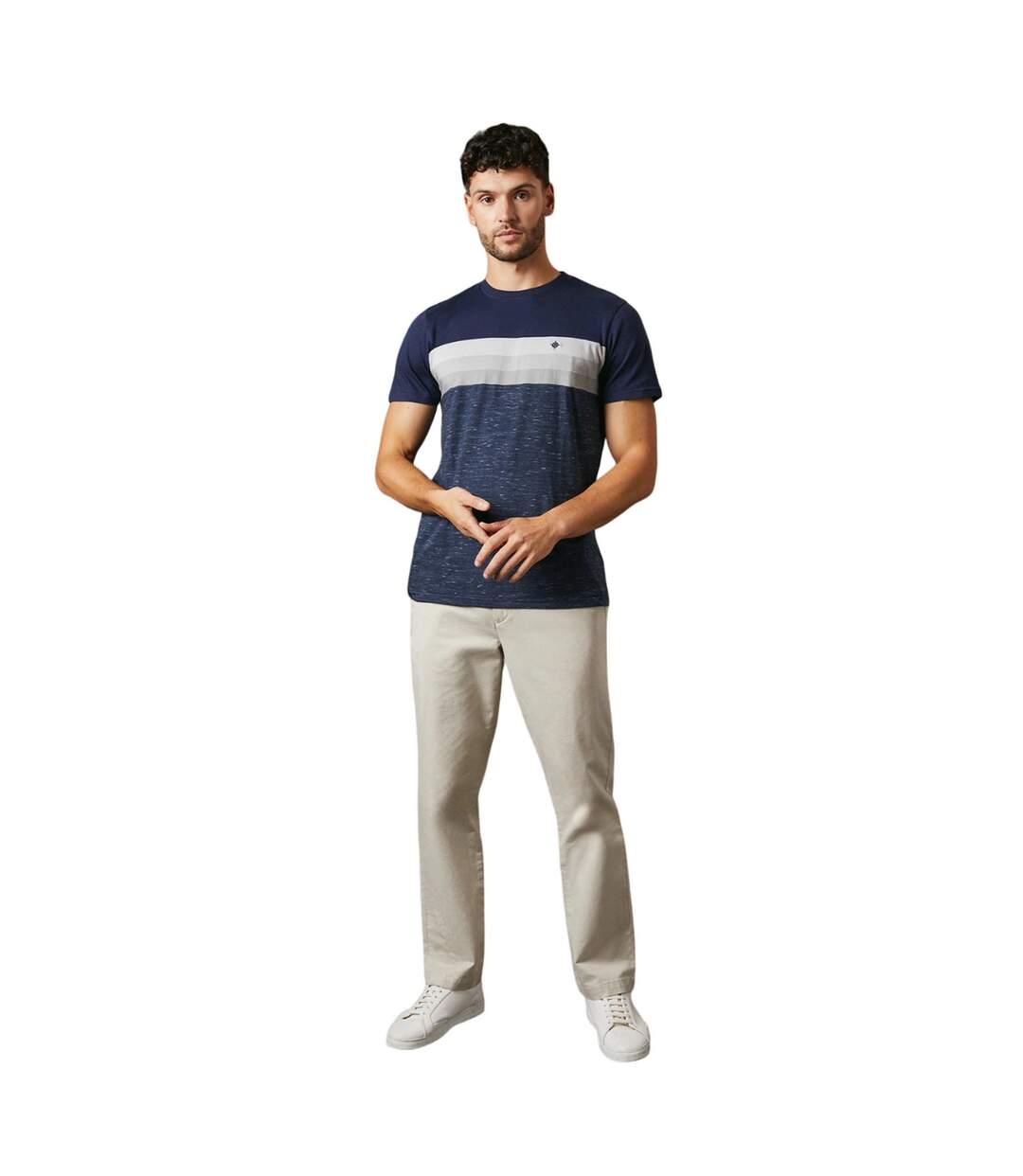 Mens detroit stripe t-shirt navy Maine-3