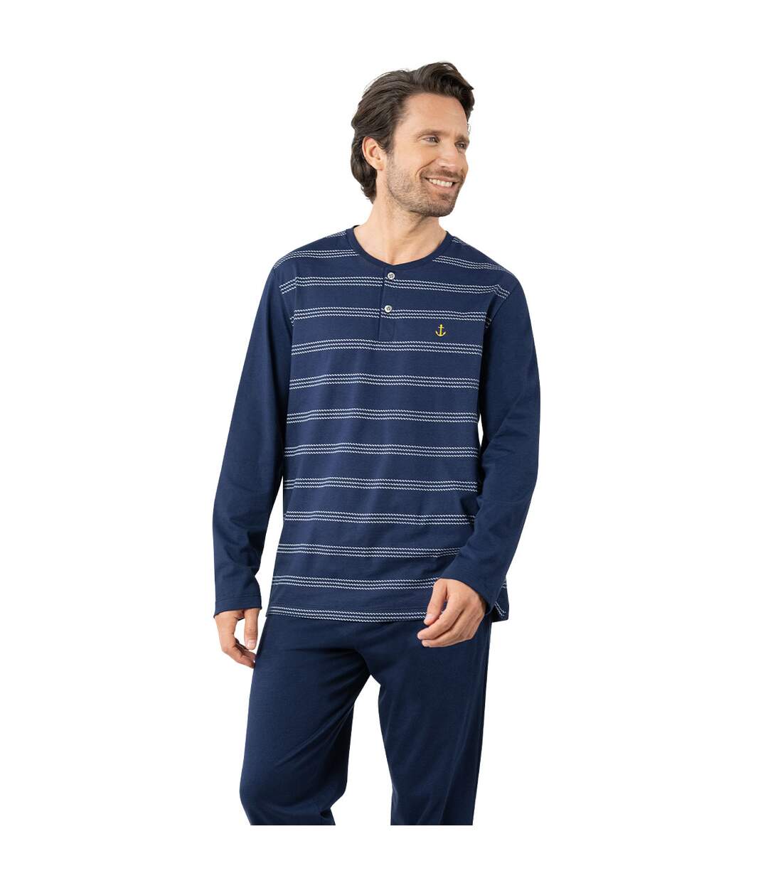 Pyjama long col ouvert homme Nautique Eminence-1