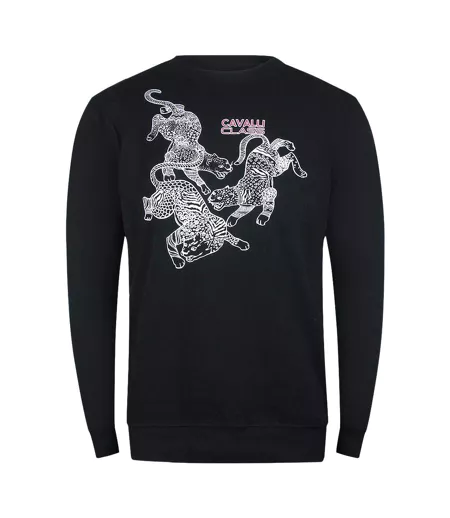 Sweat Motif/style Léopards À Motif Cachemire Homme Noir Cavalli Class