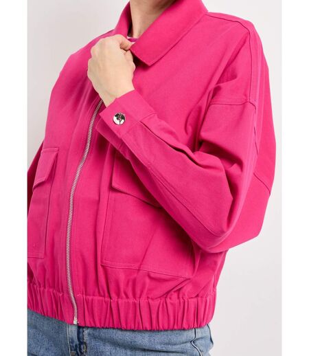 Blouson zippé en toile, taille resserrée