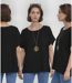 Tee-shirt femme noir col rond manches courtes coupe ample-2