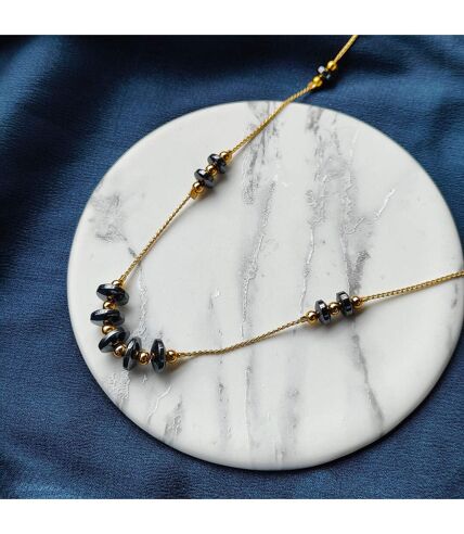 Black and Gold Round Pearl Boho Slim Long Elegant Necklace