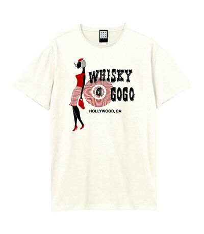 Unisex adult smokin´ whisky a go go t-shirt vintage white Amplified