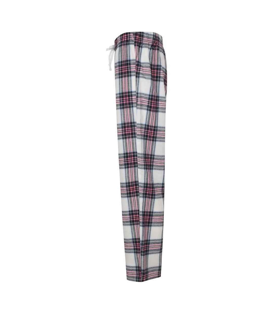 SF Womens/Ladies Tartan Lounge Pants (White/Pink) - UTPC3383-2