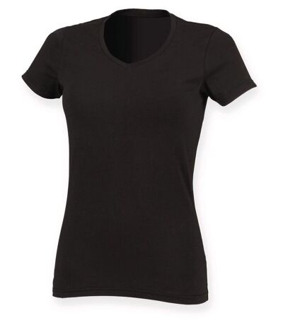 T-shirt col V - Femme - SK122 - noir