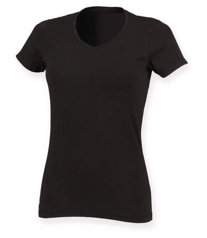 T-shirt col V - Femme - SK122 - noir