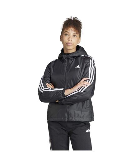 Veste À Capuche Motif/style 3 Rayures Essential Femme Noir Blanc Adidas