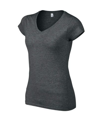 Gildan Womens/Ladies Softstyle Heather V Neck T-Shirt (Dark Heather) - UTPC6223