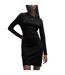 Womens/ladies Nemalia Cotton Stretch Bodycon Dress Black Hugo-4