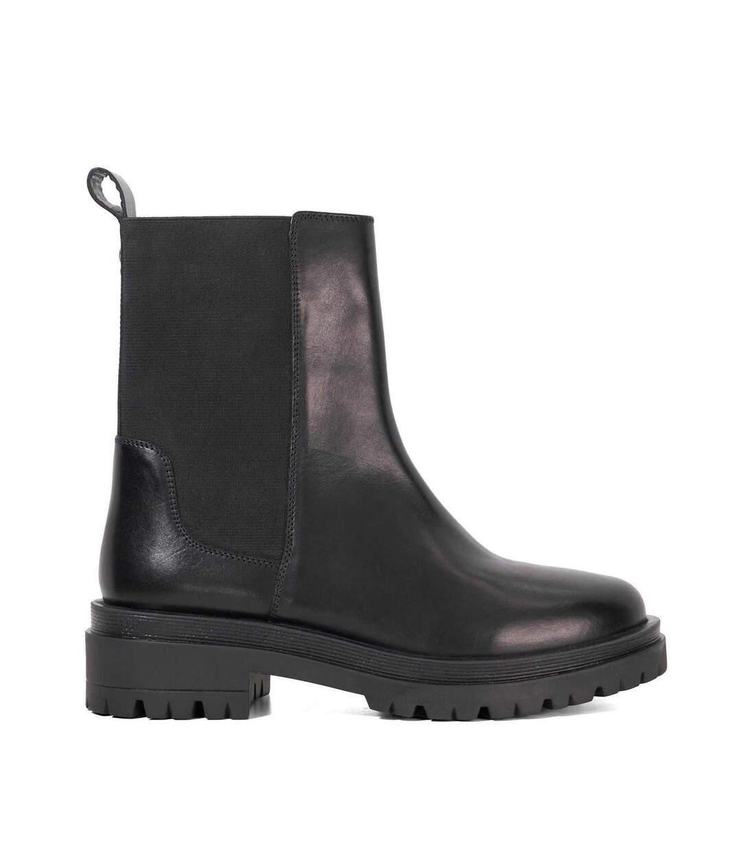 Womens/ladies Leather Chunky Sole Chelsea Boots Black Dune London-1