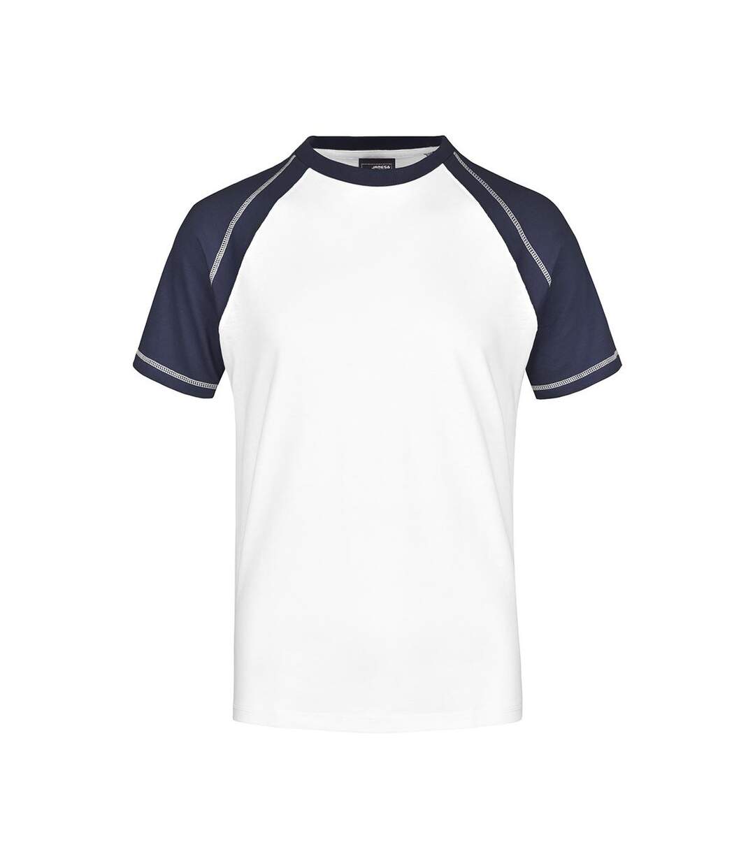 T-shirt Manches Raglan Motif/style Contrasté Homme Blanc Bleu Marine James And Nicholson-1