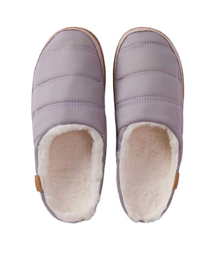 Womens/ladies Quilted Mule Slippers Grey Toms