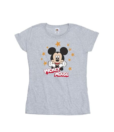 Disney T-shirt en coton avec étoiles Mickey Mouse Femme/Ladies (Gris sportif) - UTBI33576