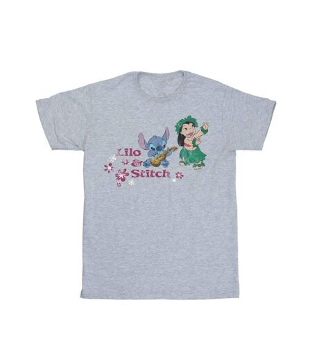 Disney Femmes/Les femmes Lilo And Stitch Hawaii Cotton Boyfriend T-Shirt (Gris sportif) - UTBI29722