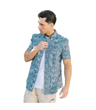 Mens Ss25 Paisley Shirt White Blue Lambretta