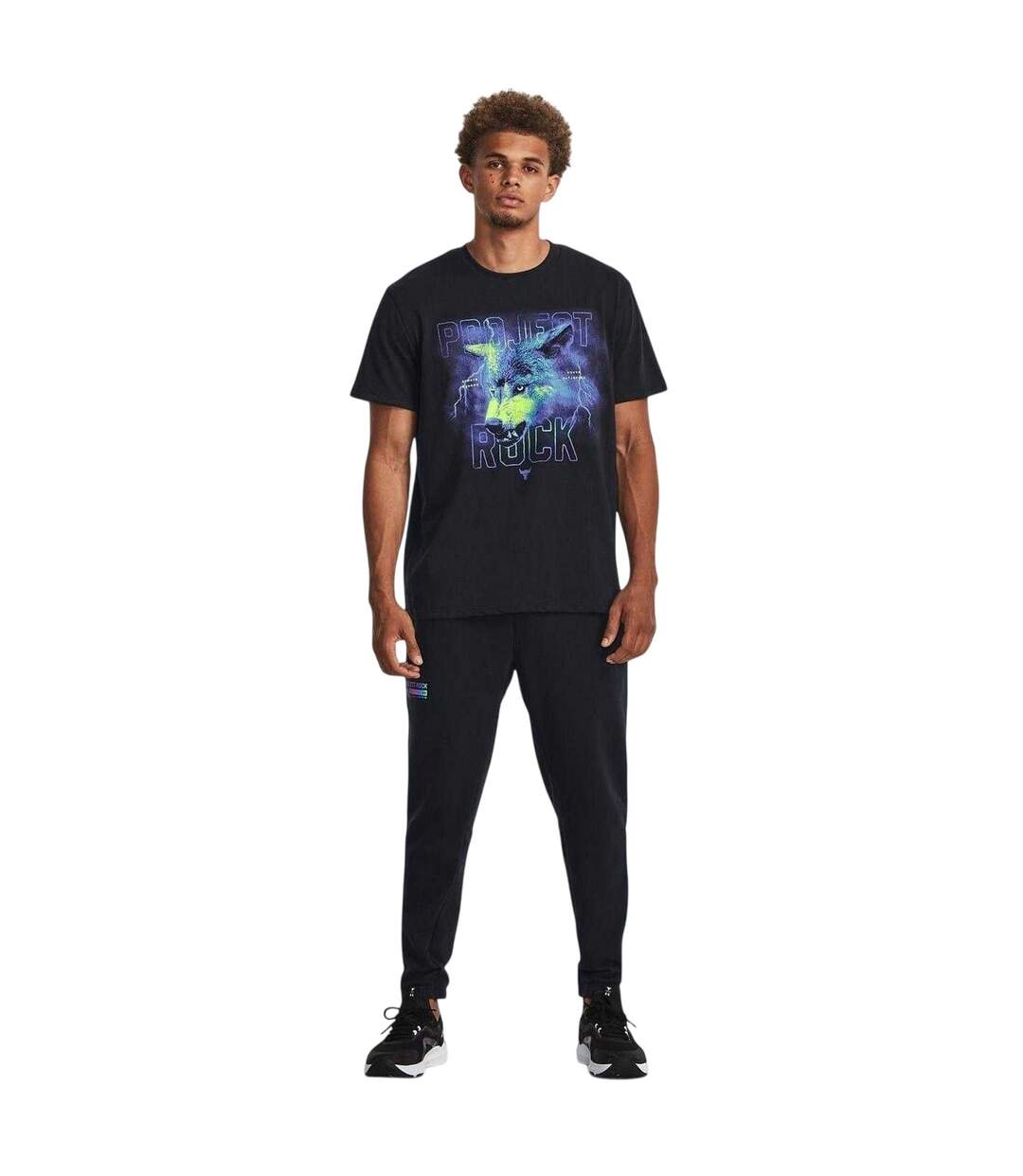 Mens Project Rock Wolf Heavyweight T-shirt Black Under Armour-1