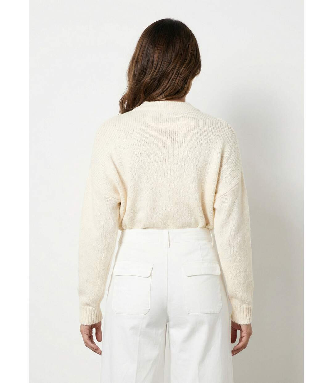 Pull col rond coeurs rayés avec laine-2