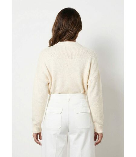 Pull col rond coeurs rayés avec laine