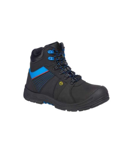 Unisex adult protector leather compositelite safety boots black/blue Portwest