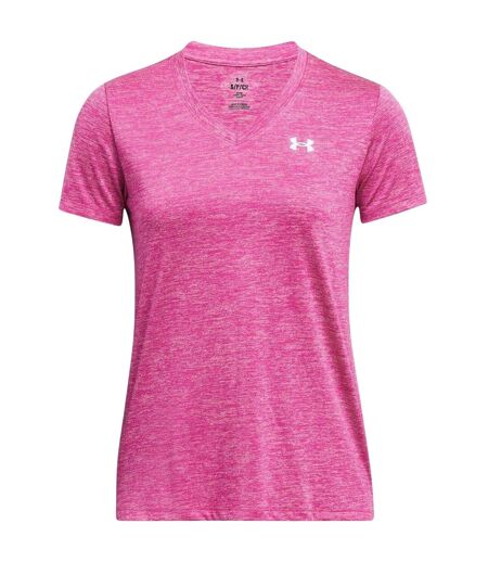 Womens/ladies Twist V Neck Loose Fit T-shirt Hot Pink Under Armour