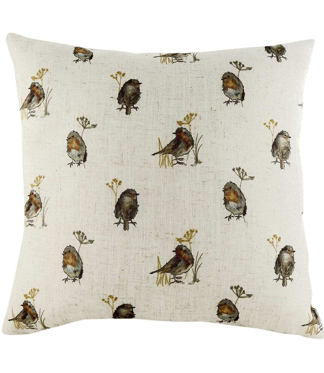 Oakwood robin cushion cover one size off white/brown/orange Evans Lichfield