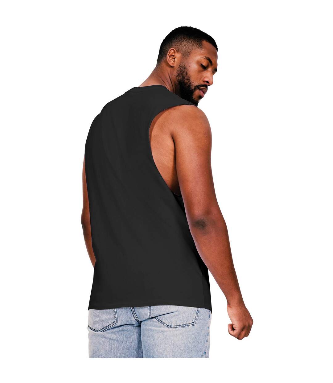 Mens core ringspun cotton raw edge tall tank top black Casual Classics