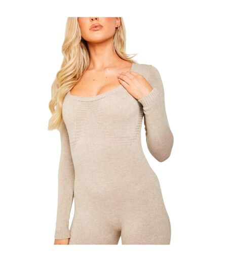 Combinaison Manches Longues Femme Blanc Cassé Missy Empire