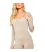 Combinaison Manches Longues Femme Blanc Cassé Missy Empire-3
