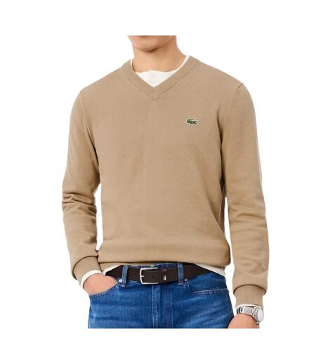 Pull col v beige homme lacoste ah1951