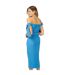 Robe Longue Épaules Dénudées Motif/style Nœud Femme Bleu Bleuet Little Mistress-3