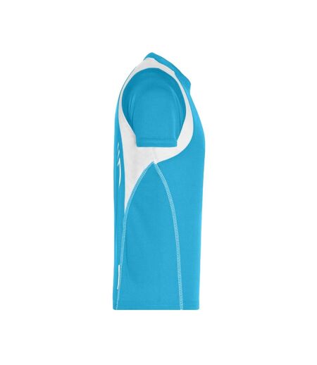 T-shirt Course À Pied Homme Turquoise Vif Blanc James And Nicholson