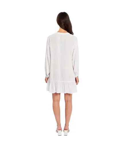 Womens/ladies V Neck Long-sleeved Mini Dress White Influence