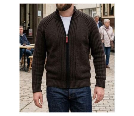 Cardigan homme WINCHESTER CAIMAN2N zippé noir : l'alliance parfaite de la laine et du style raffiné