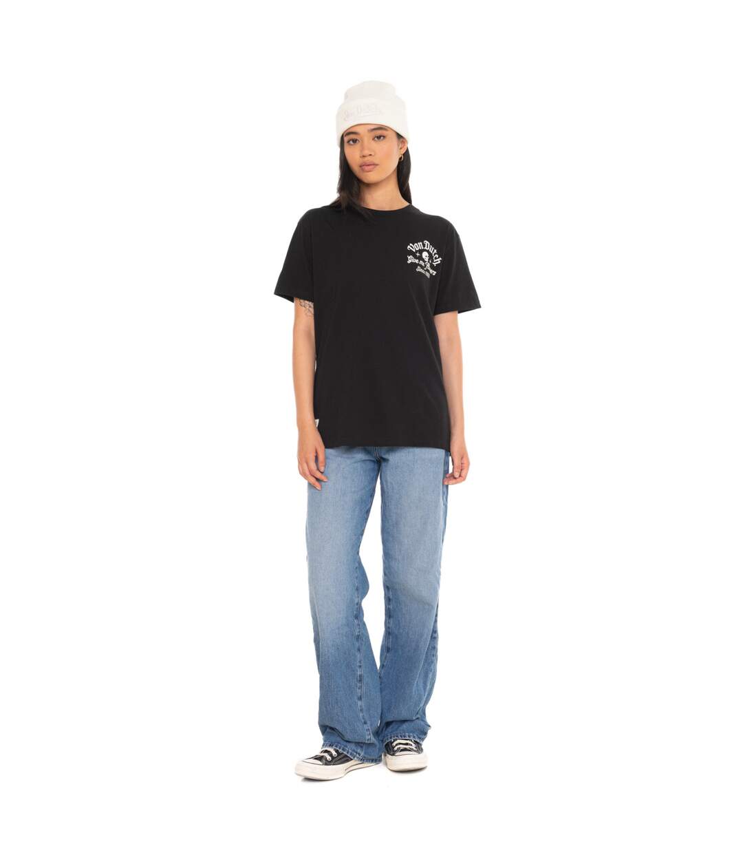 T-shirt femme col rond avec imprimé devant et dos Rose Vondutch-5