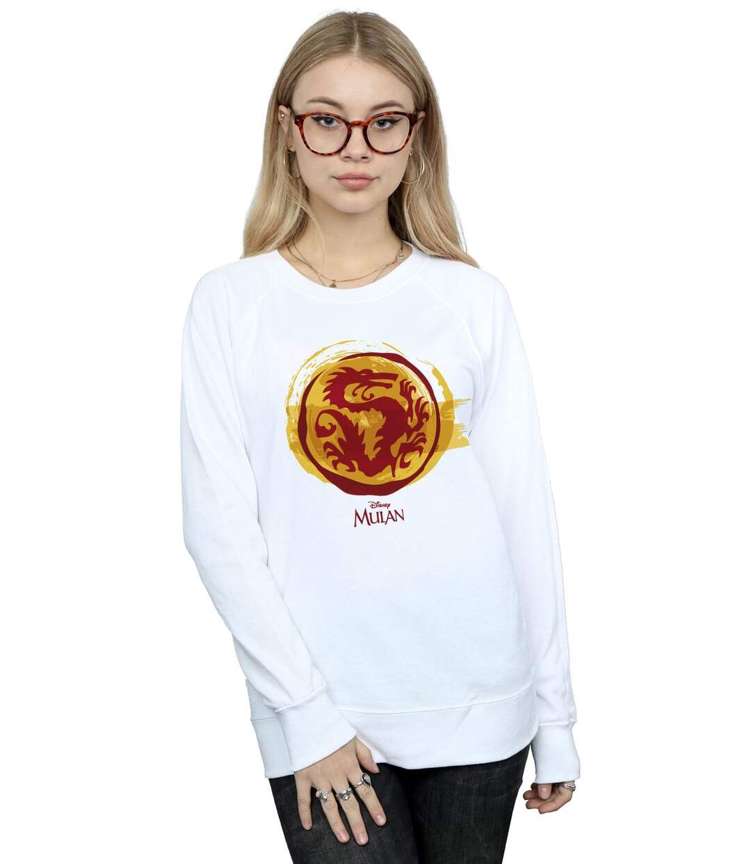 Disney - Sweat MULAN COURAGE DRAGON SYMBOL - Femme (Blanc) - UTBI14044-2