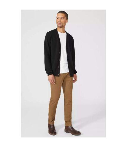 Maine Mens Knitted Cotton Cardigan (Black) - UTDH1193