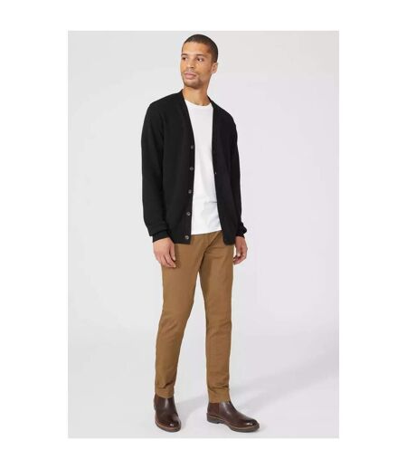 Maine Mens Knitted Cotton Cardigan (Black)