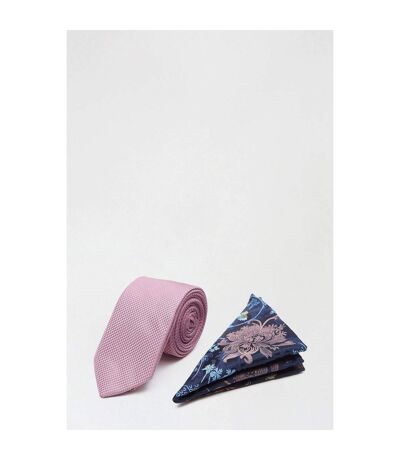 Burton Floral Tie & Pocket Square Set (Pink/Blue) (One Size) - UTBW838