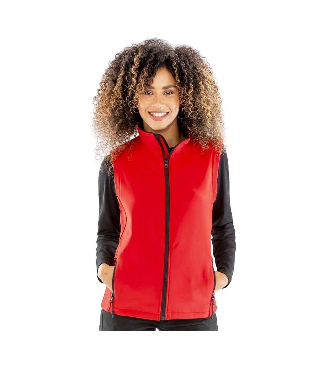 Womens/ladies Core Printable Soft Shell Bodywarmer Red Black Result-1