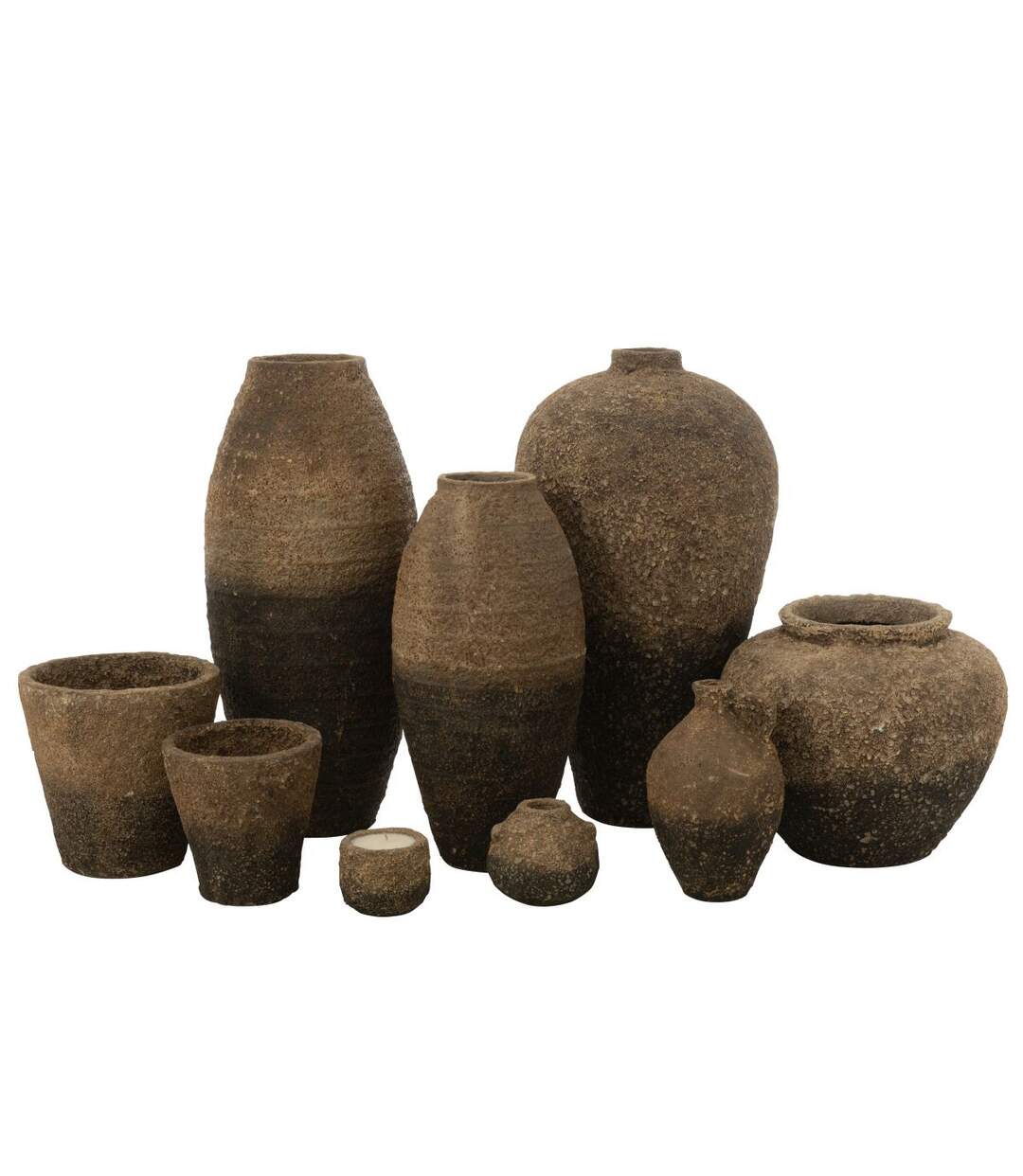 Vase Pot Antique en Ciment Mack 100cm Marron & Noir-2